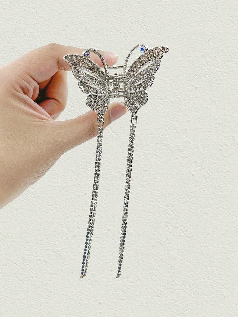 1 Pcs Fashion Full Diamond Hollow Butterfly Tassel Hair Claws For Women Girls Party Hair Accessories