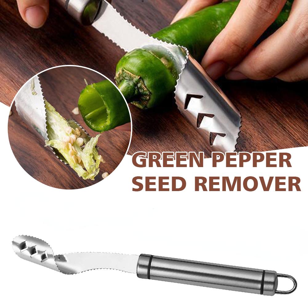 Pepper Seed Corer Remover Vegetable Tool Stainless Steel Jalapeno Cucumber Serrated Edge Coring Gadget Kitchen Accessories