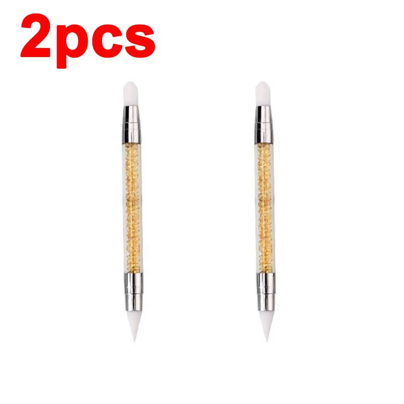 Rhinestone Applicator Pencil Dual-Ended Silicone Head Carving Dotting Pen Nail Dot Pen Stone Picker Refill Manicure Tools DB05