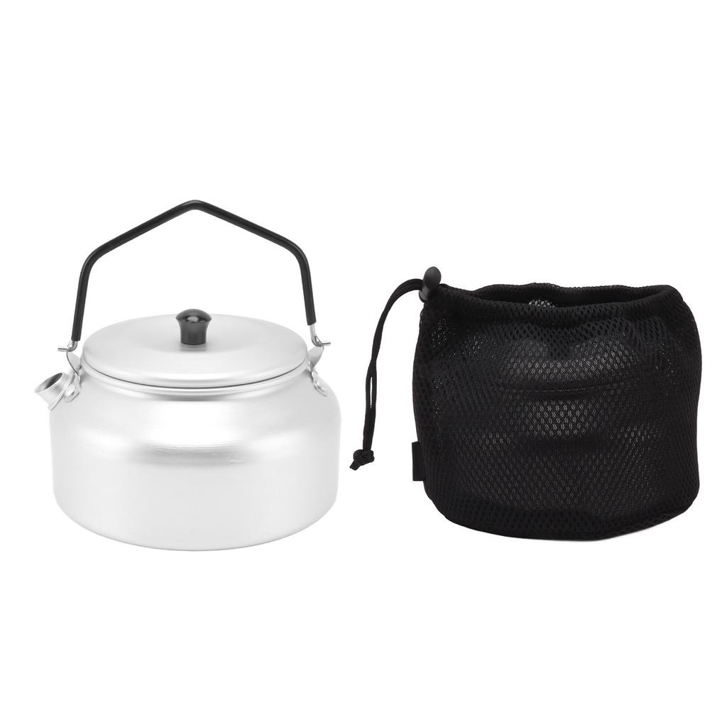 Camping-Kessel Leichtgewichtige Aluminiumlegierung Tragbarer Camping-Teekessel Kaffeekanne für Outdoor-Grill Silber