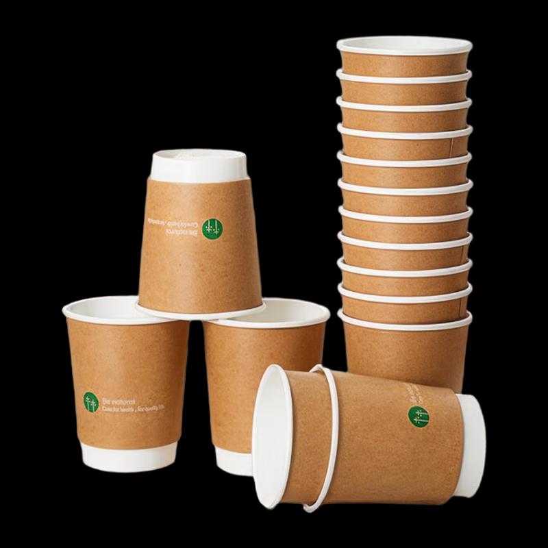 

NHZHIW Double-Layer Kraft Disposable Paper Cups