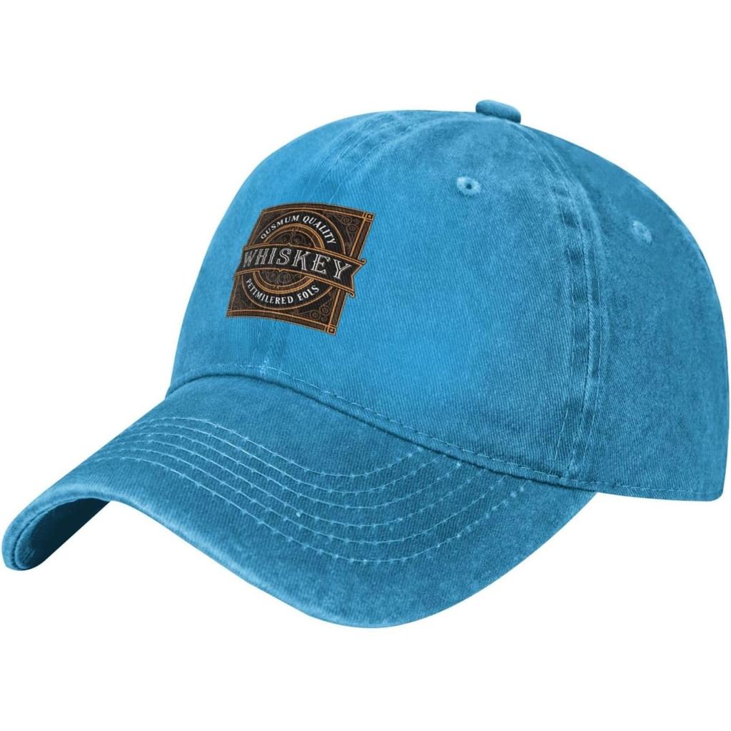 Whiskey Label Washed Baseball Cap Vintage Denim Style Adjustable Golf Hats for Unisex