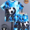 Boys Summer 2026 Collection, Casual Geometric-Patterned Soccer Ball Print, Knit Polyester