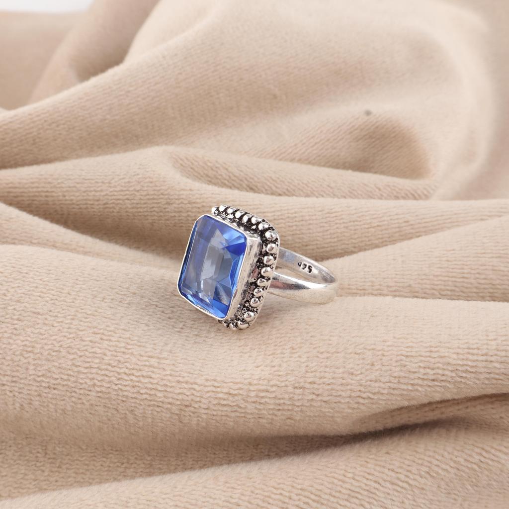 Tanzanite Gemstone 925 Sterling Silver Handmade Women's Jewelry Promise Ring For Gift RR-74-11