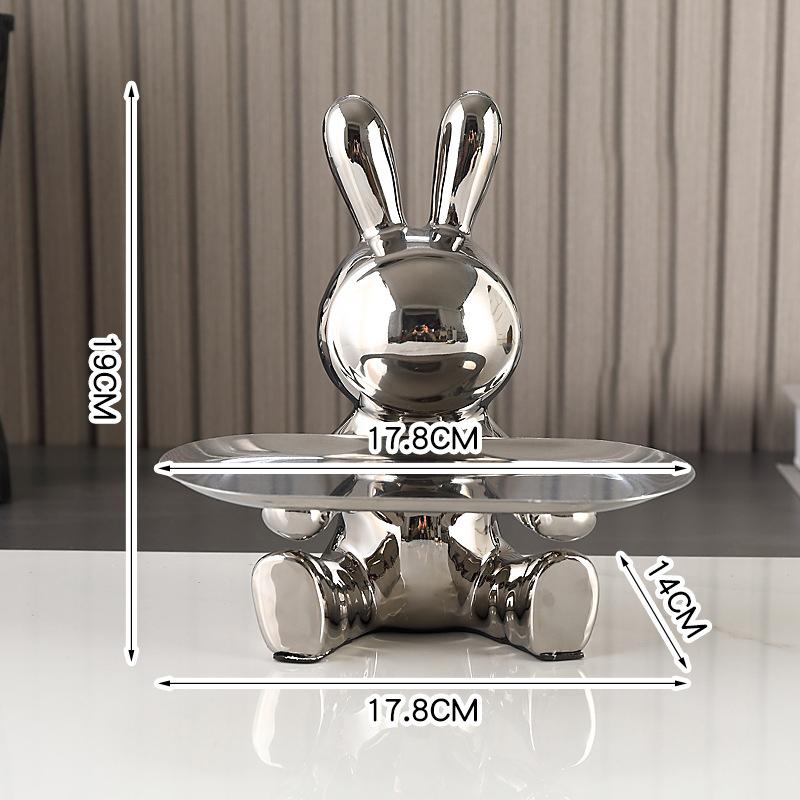 Skulptur Keramik Bunte Beschichtung Hase Aufbewahrungsbox Zuhause Wohnzimmer Aufbewahrungstablett Dekorative Statue Häschen Ornament