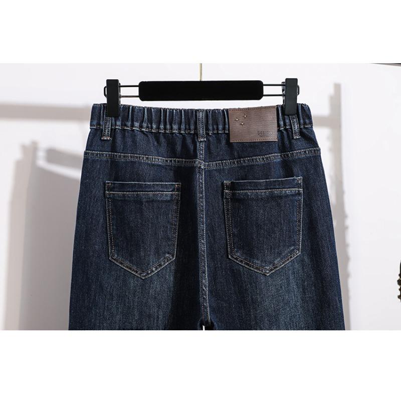 DIMANAF 2026 Autumn Winter New Plus Size Women Jeans Elastic Waist Denim Pants Casual Loose Lady Long Pants Blue