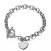 Rose Gold Heart-Shaped Letter Bracelet with OT Buckle - European & American Fashion