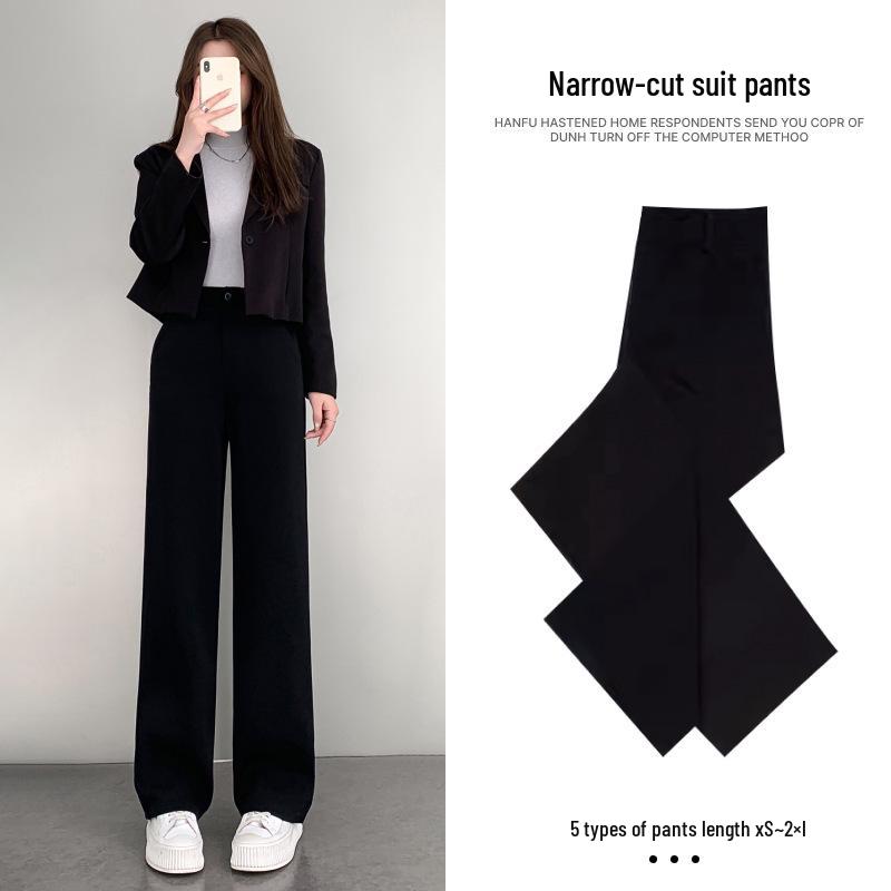 

Women s High Waist Drapey Narrow to Wide Leg Pants - Petite Slimming Straight Floor-Length Suit for Spring, Autumn, Winter M (Weight 100-110 lbs)