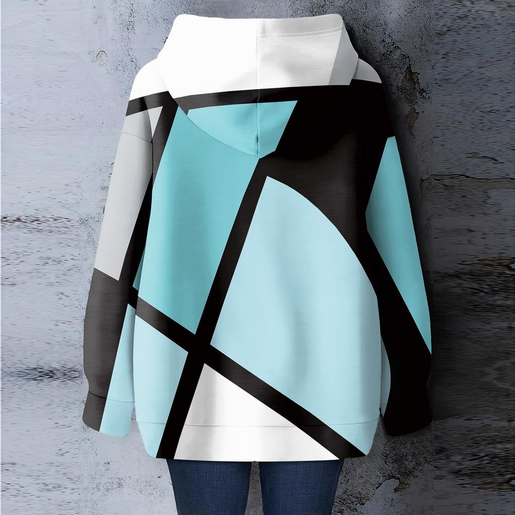 Women's Floral Print Loose Casual Long Sleeved Hooded Sweatshirt