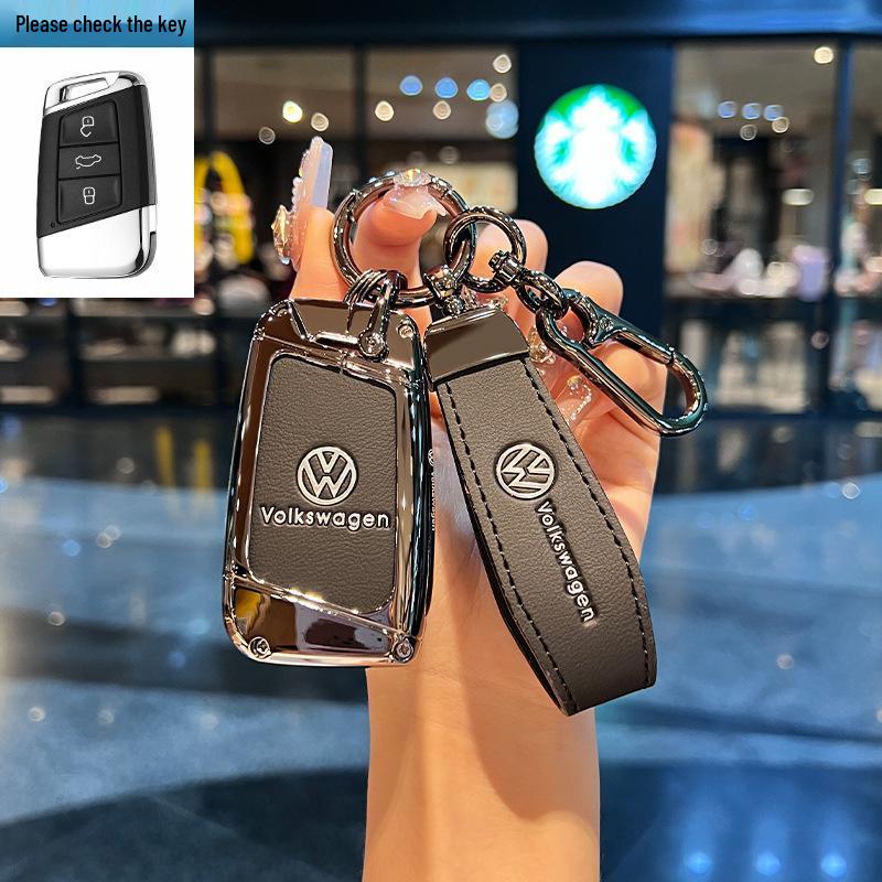 Etui na kluczyk Volkswagen do Teramont, ID3, Tayron, ID4, Golf 8, Lamando - Metalowa i skórzana obudowa.