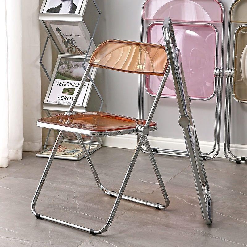 Trendy Clear Acrylic Folding Chair - Simple, Thickened Design for Makeup, Dining, or Home