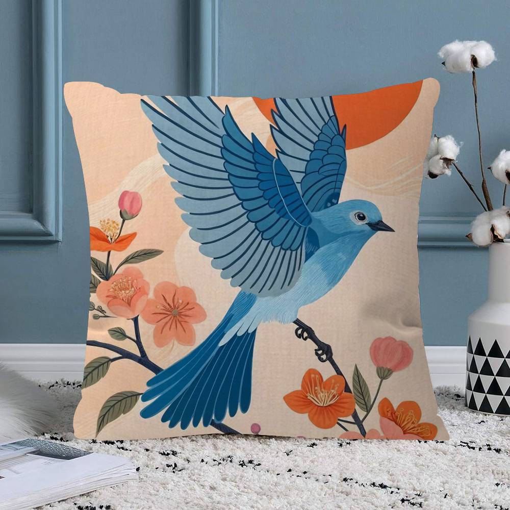 Japandi Art Print Flying Birds Cushion Cover X Polyester Sofa Cushions Decorative Throw Pillows Home Decoration Pillowcover