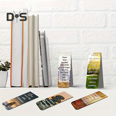 12Pcs Magnetic Bookmark Set Bible Verse Scene Pattern Print Double-sided Magnetic Bookmark Reading Decor Gift