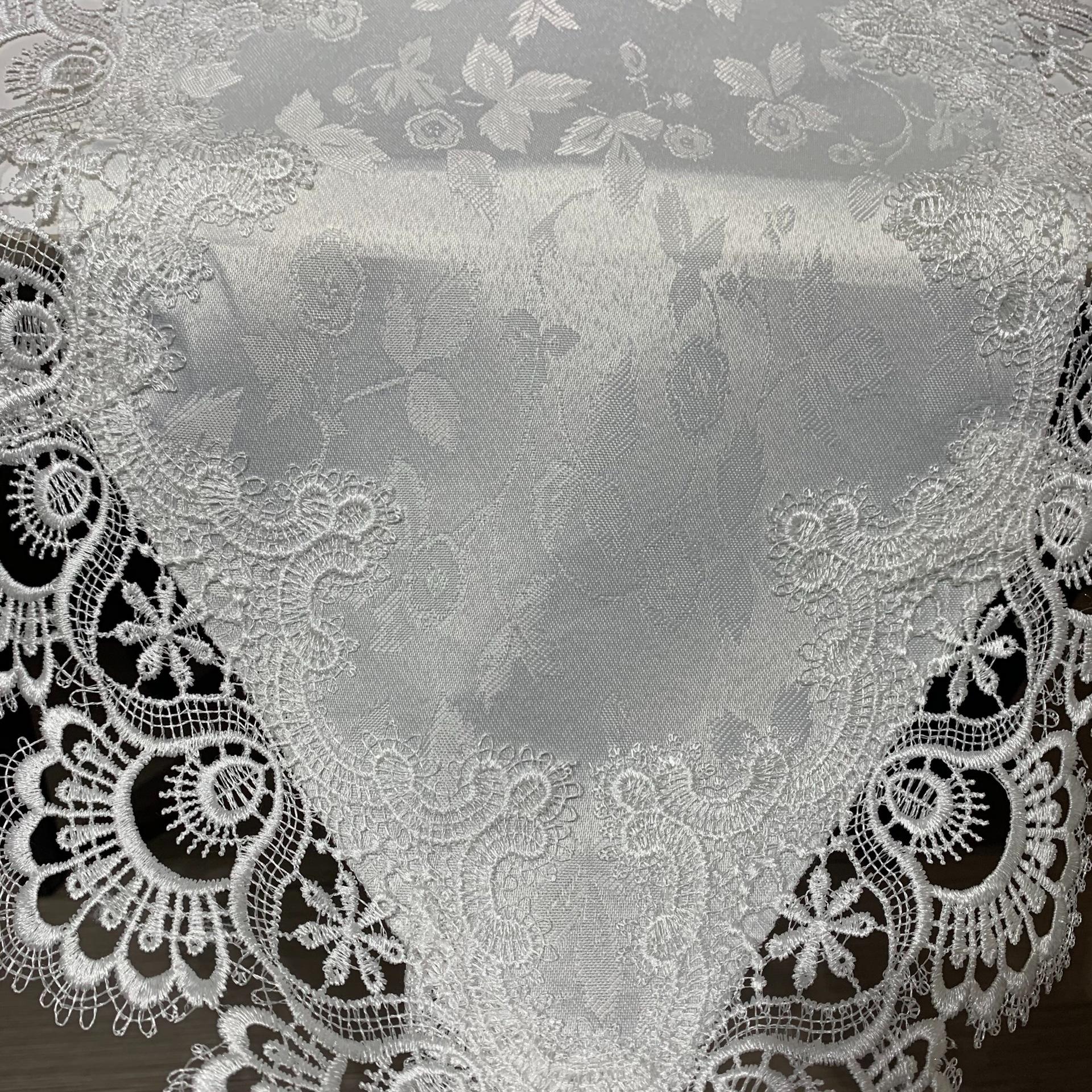 

New Lace Table Flag Dining Table Bedside Table Decorative Jacquard Fabric Household Long Dining Table Cloth 40X100cm білий