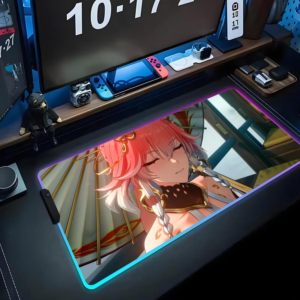 chang li Mouse Pad RGB Gaming Mousepad Big LED Pad PC Desk Mat Luminous Mouse Pad Large Keyboard Mats Table Rug With Backlit