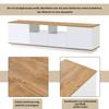 TV Lowboard 180cm Breite LED Beleuchtung, Moderner TV Schrank 2 Schließfach 4 offenes Regal, Wohnzimmer Esszimmer, Weiß & Eiche, 180 x 40 x 50 cm