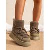 Women's New Winter Fleece Lined Thickened Elevated Chunky Sole Lace Up Fashionable Warm Cotton Boots