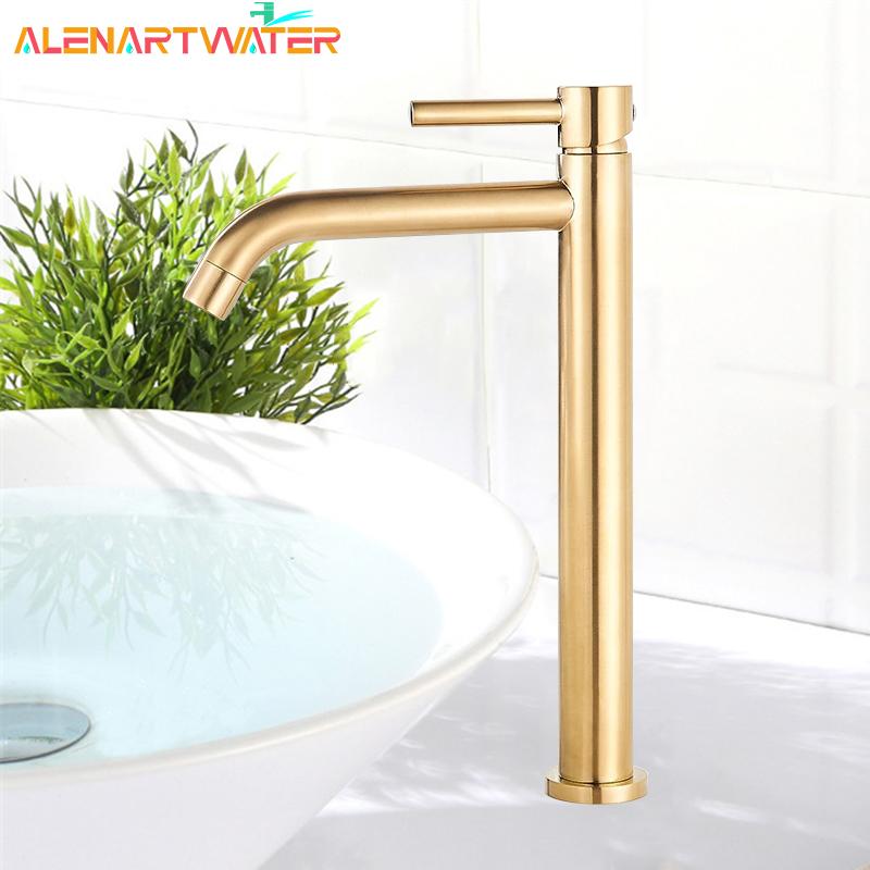 Tall Basin Sink Faucet Slim Black Chrome Bathroom Washbasin Water Mixer Tap Hot Cold Water Basin Crane Deck Mounted Bathroom Tap