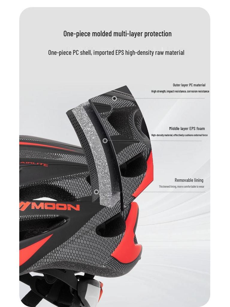 Upgraded Moon Odor-Resistant Adult Cycling Helmet for Road & Mountain Safety Outdoors