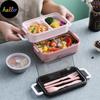New Bento Lunch Box For Student Office Worker Double Layer Microwave Warming Lunch Food Storage Container