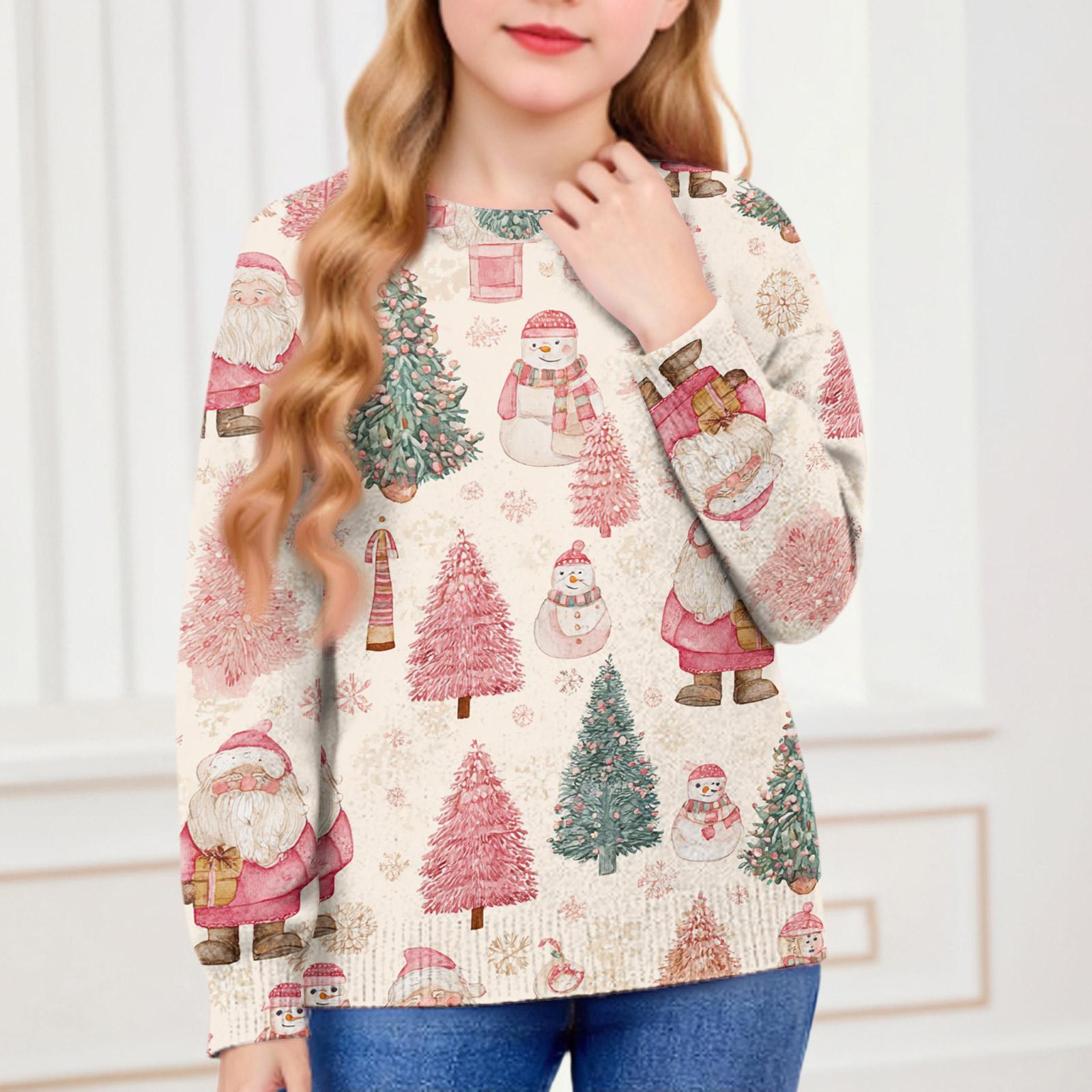 

Різдвяні світшоти для дітей, хлопчиків та дівчаток, в язаний светр, мила футболка, осінній пуловер з круглим вирізом, топи 90 Кіновар