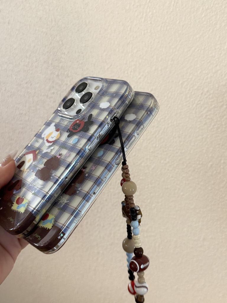 IPhone 17/16 Pro Max Koreansk Stil Katt & Hund Telefonfodral med Handrem