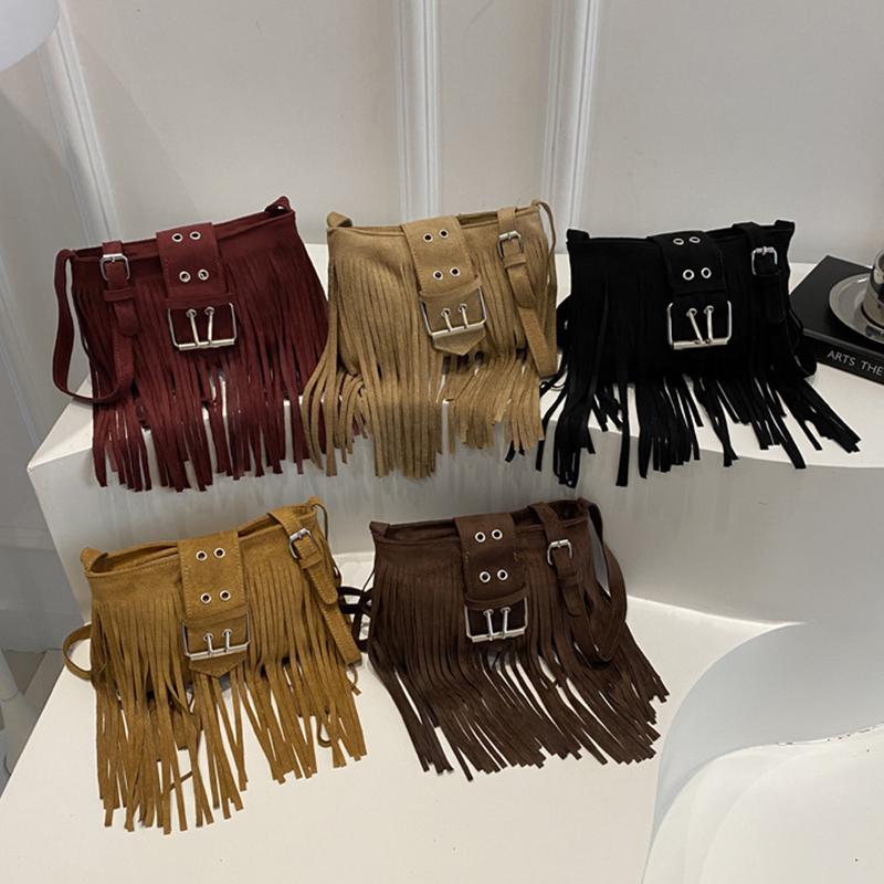 Modna Torba na Ramię z Frędzlami Niszowa Wszechstronna Retro Torba Crossbody Mała Kwadratowa Torba Prezent Urodzinowy Torba na Ramię Wysokiej Jakości Torba KTB