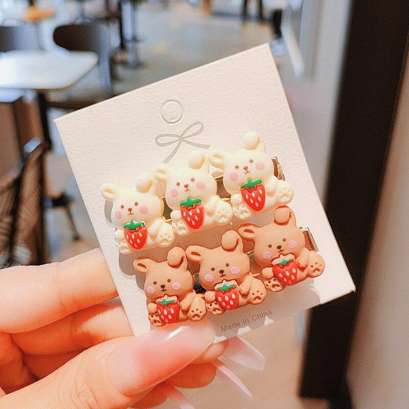 

2 шт., милые заколки для волос кофейного цвета, заколка для волос с цветочным принтом в виде медведя, детские заколки для маленьких девочек, головные уборы, детские аксессуары для волос