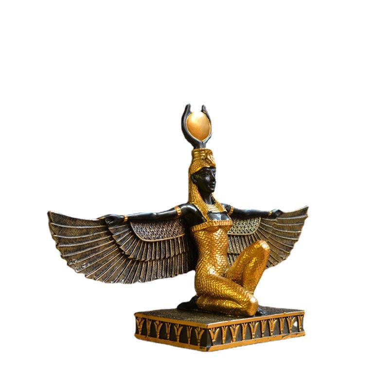 Egyptian Winged Earth Goddess Resin Figurine for Home, Club, Museum, or Hotel Décor