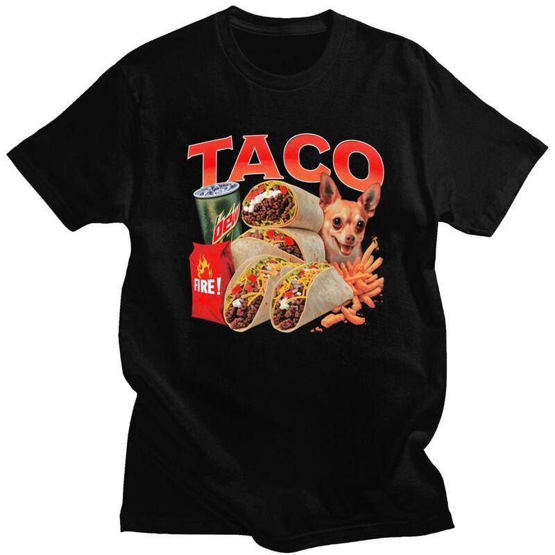 Mens Taco Bell Meme Dog T Shirt Round Neck Pure Cotton Short Sleeve Tee Shirt Casual Loose Oversized Summer Tyle Clothing