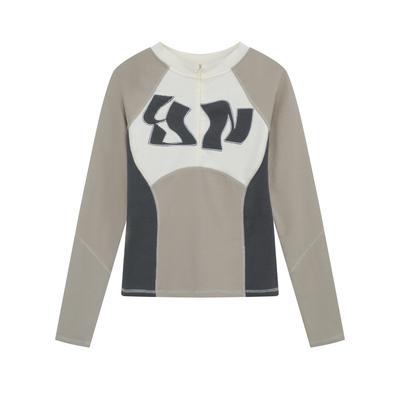 2KWEIRD Retro Spicy Girl Long Sleeve T-shirt Women's Slim Fit Spor Top Trendy Street Round Neck