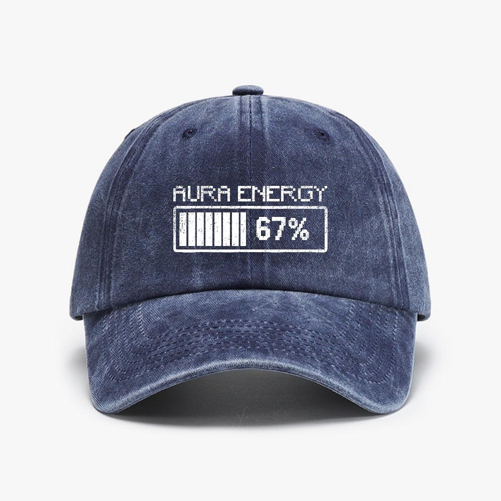 

Aura Energy At 67 Funny Six Seven Meme Gen Alpha Slang hat for Unisex Women Adjustable Washed Cowboy Baseball Cap Adjustable