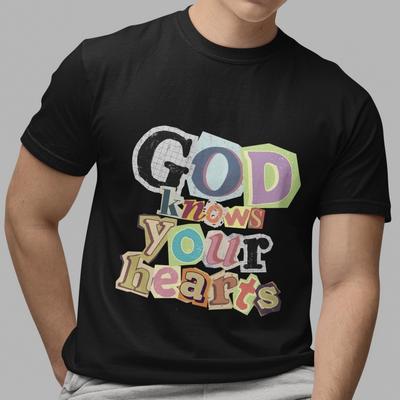 God Knows Your Hearts Christian Faith Quote Graphic Unisex Black T-Shirt Casual