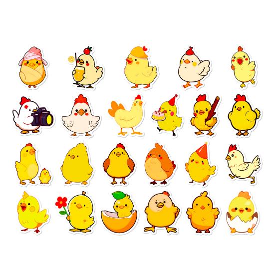 50Pcs Easter Chick Stickers Waterproof DIY Vinyl Art Decorative Graffiti Stickers Diverse Styles Cartoon Chicken Family Cute Decals for Water