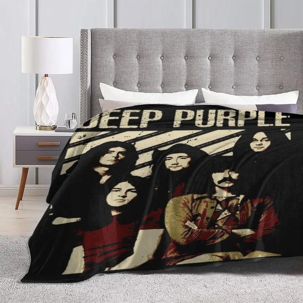 Multifunction Deep Purple Rock Band Blanket Merch Bed Decorative Heavy Metal Blanket Throw Ultra-Soft Velvet for Office