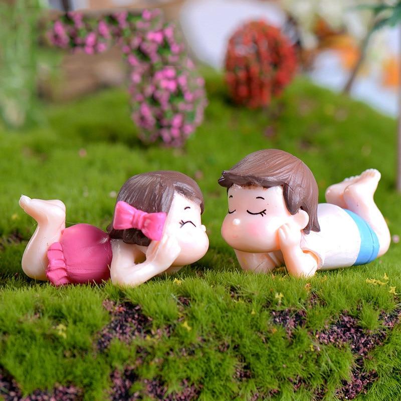 1pair Lovers Snowman Couple Statue Resin Craftwork Garden Miniature Micro Landscape Festival Atmosphere Maison Christmas Statue