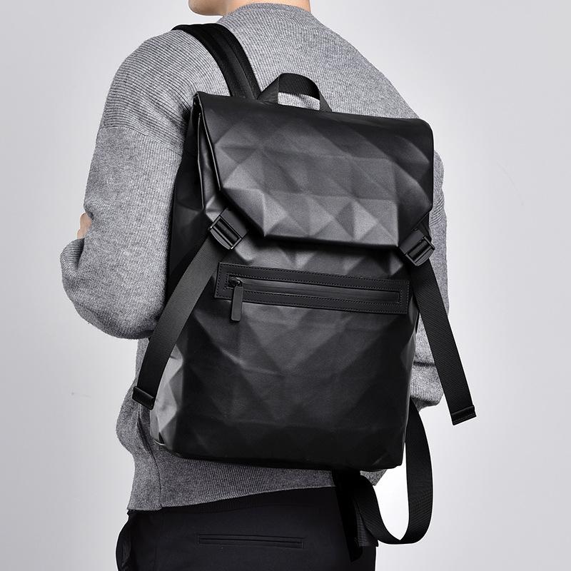 New diamond backpack men's trendy business commute large capacity fashion travel computer backpack trendy student schoolbag