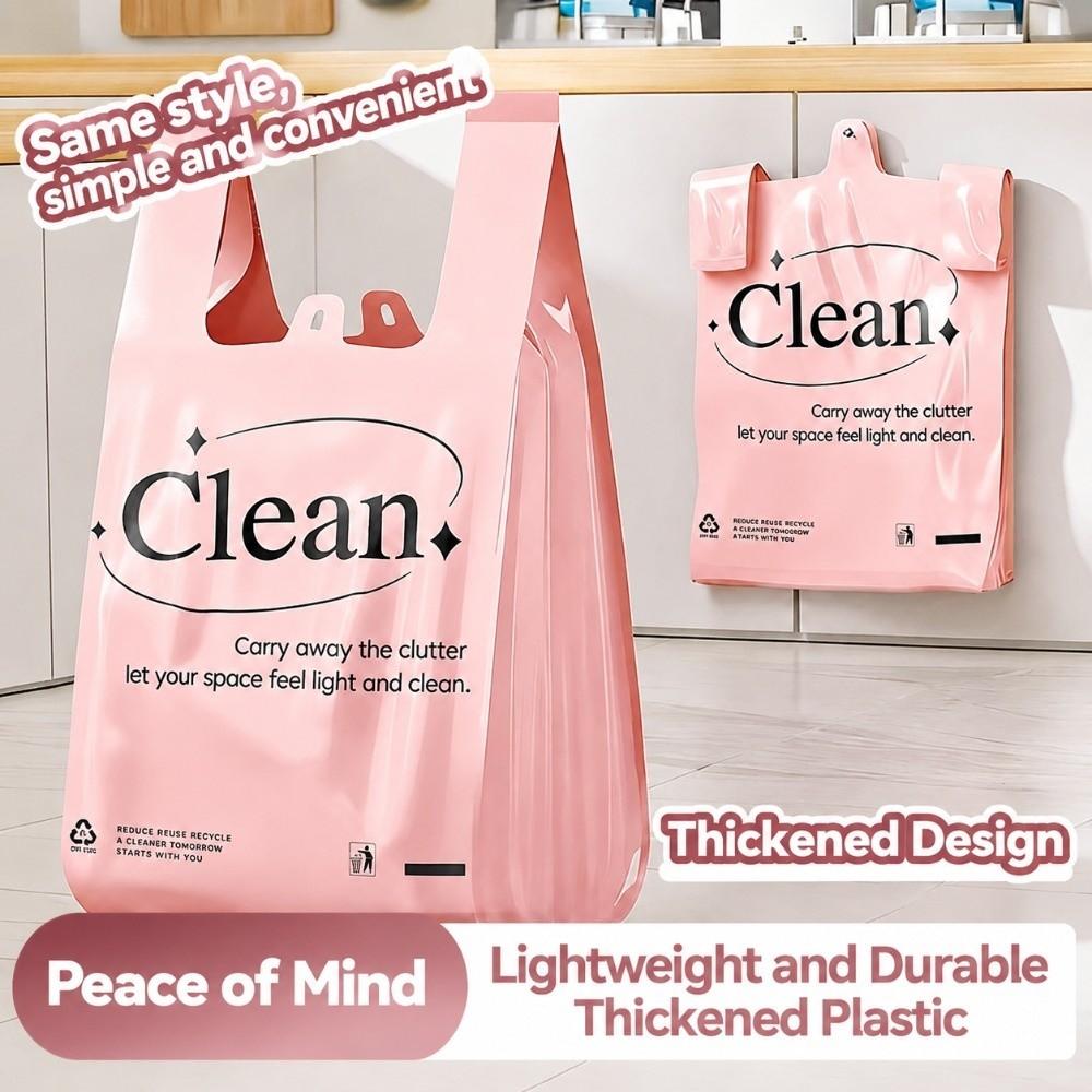 50Pcs Pull-Tear Printed Trash Bags Thickened Vest Bags New Garbage Bags Kitchen