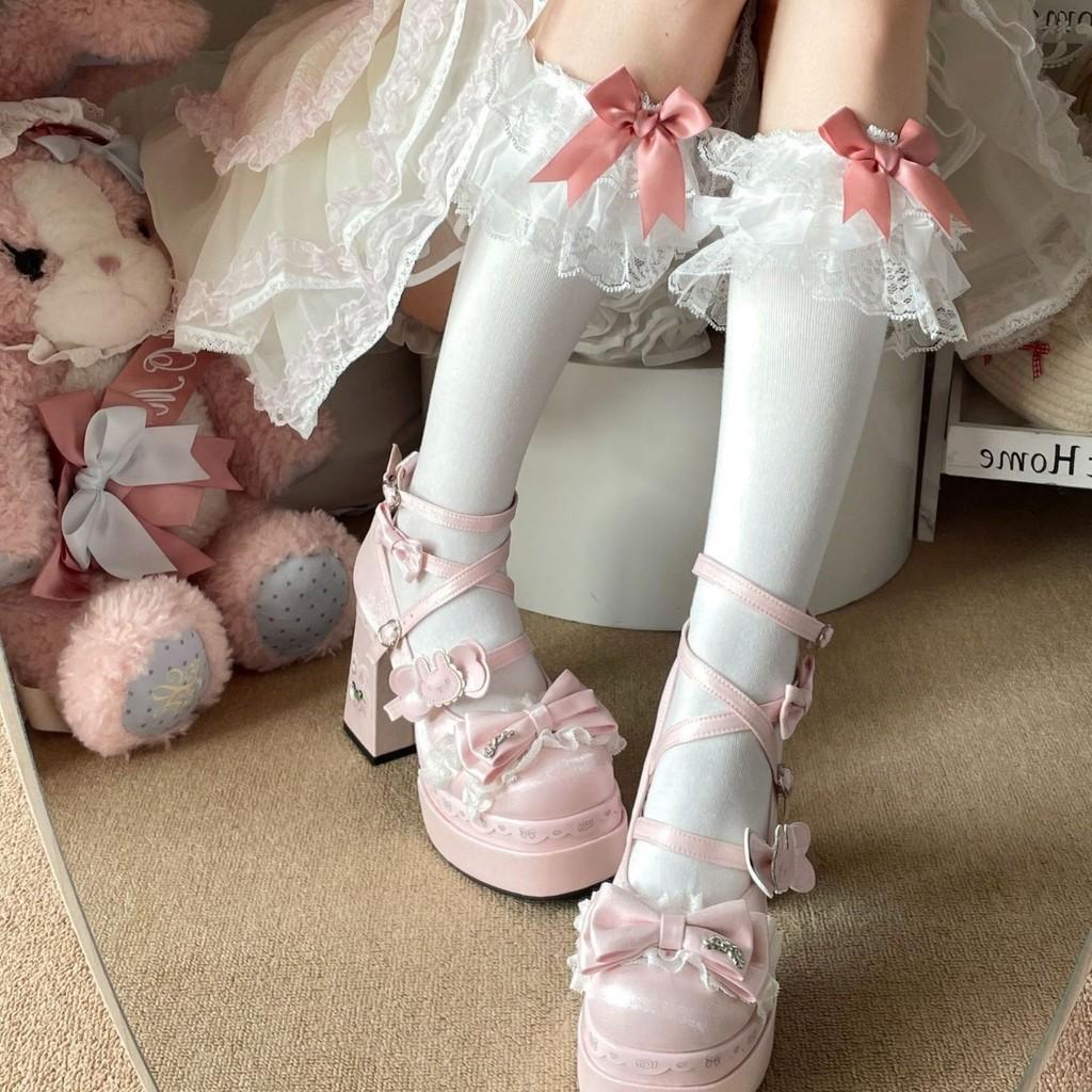Lolita Blue Cotton Knee Socks With Sweat Absorption For Spring Summer Fashion
