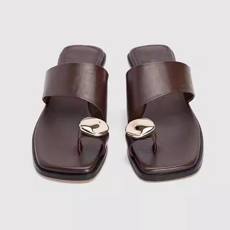 Fashion Women Slippers 2025 Summer Fashion Ladies Open Toed Sandals Flip Flops Solid Color Beach Slippers Slides Women Zapatos De Mujer