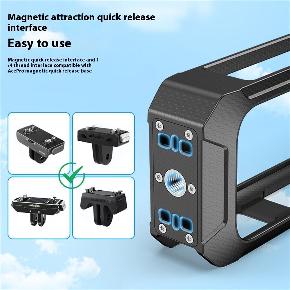 For Insta360 X5 Panoramic Action Camera Magnetic Quick Release Plastic Protective Frame