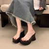 High-heeled Thick-soled One-word Cool Slippers for Summer Wear, New Height-increasing Small Transparent Waterproof Table Sandals