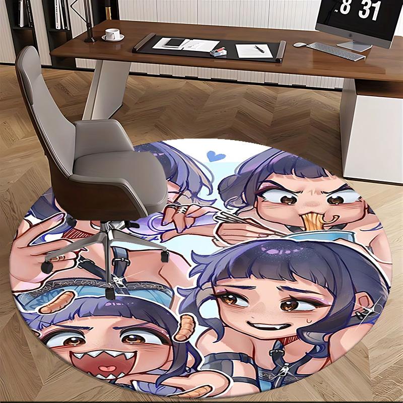 1pc Anime Design Round Carpet - Office Chair Mat, Non-Slip Rug for Home Decor, Living Room
