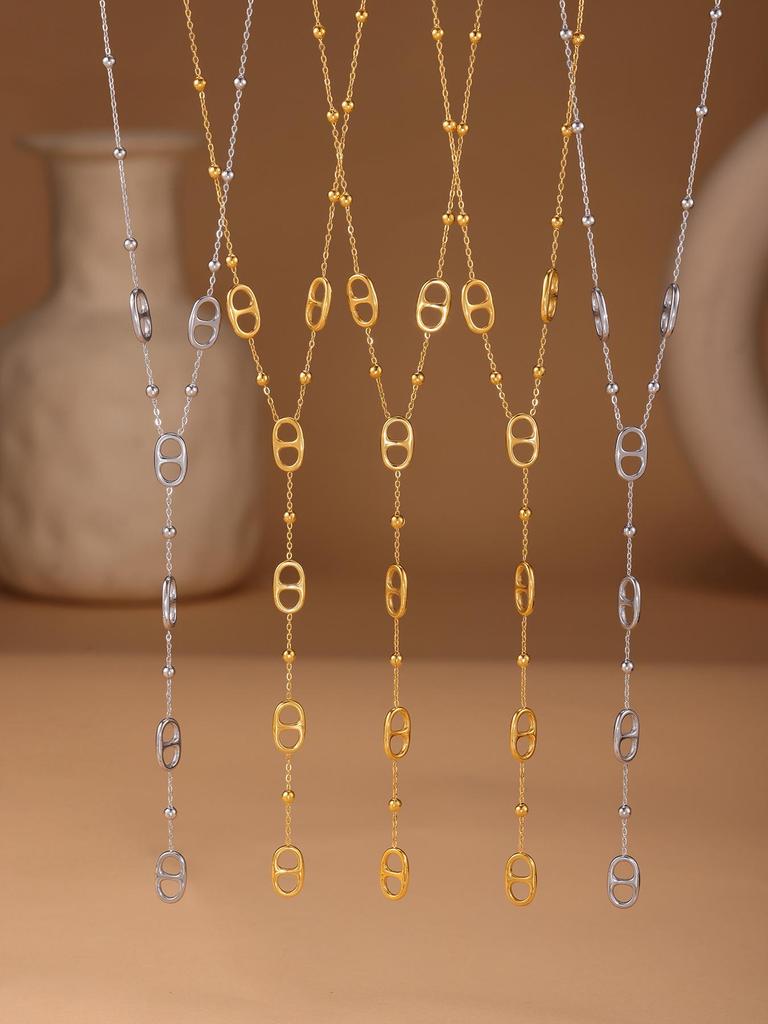 Stainless Steel Gold-Plated Ferris Wheel Pendant Necklace - Light Luxury & Elegant Style