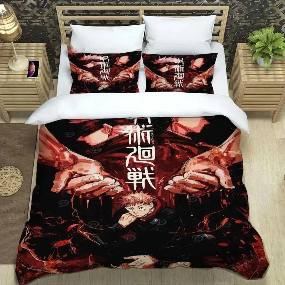 Imprimare 3D Jujutsu Kaisen Anime Set de Lenjerie de Pat Băieți Fete Twin Queen King Size Husă de Plapumă Față de Pernă Pat băieți Adult