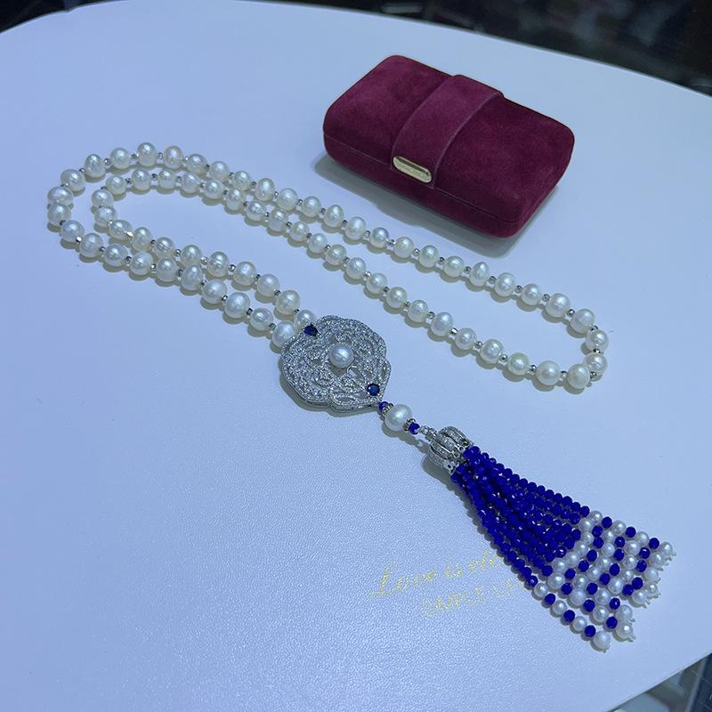 Four Seasons Universal Powerful Aura Pearl Necklace Sweater Chain