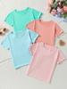 4-piece Set of Girls' Summer Sweet and Cute Black Fungus Edge Solid Color Short Sleeves, How Many Combinations of Children's T-s