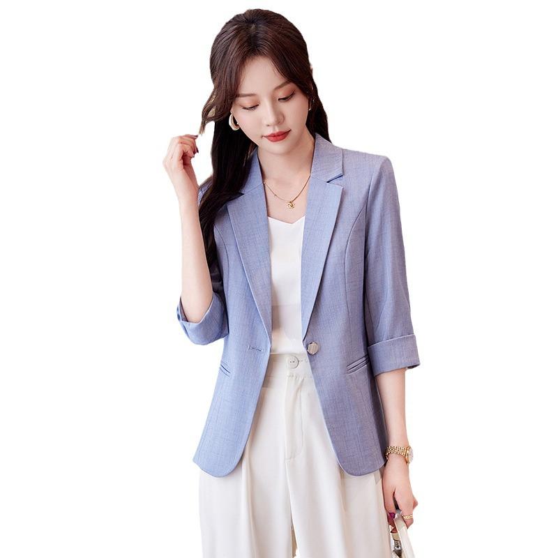 Women's Spring/Summer 2024 Pink Mid-Sleeve Blazer Jacket – New Fashion Casual Suit Top