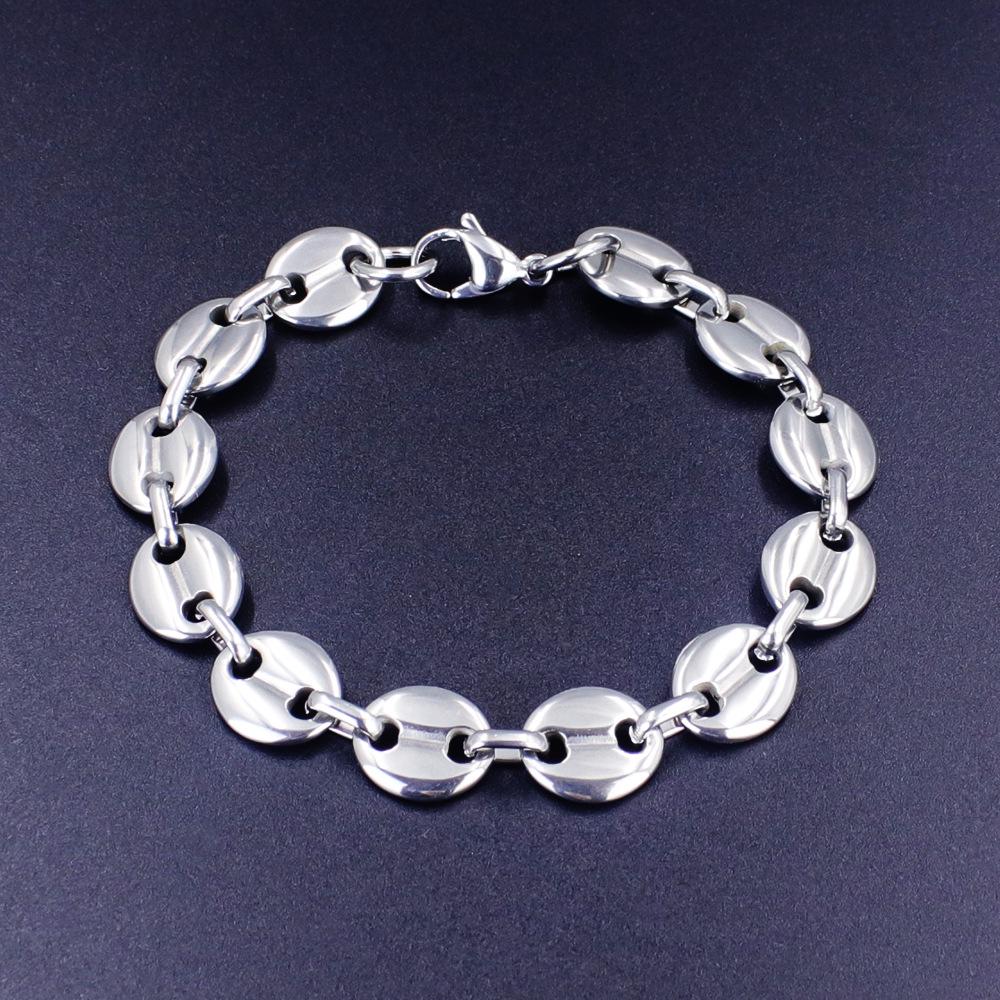 5-teiliges Set aus kubanischem Figaro-Armband aus Edelstahl – lichtechtes, modisches Freizeitaccessoire aus Titanstahl