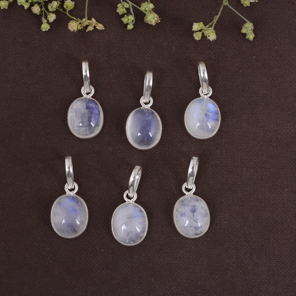 Oval Cabochon Moonstone Pendant Solid 925 Sterling Silver Gemstone Pendant Without Chain Jewelry For Women or Girls - 10.87 Gms